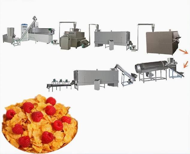 200-500 kg Kellogg Geröstete Frühstückscereale Maisflocken Verarbeitungsanlage Snack Food Extruder Maschine