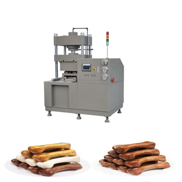 Gepresste ungegerbte Schlachthaut entbeint das Haustier, das den Knochen kaut, der Maschinen-Siemens-Touch Screen herstellt