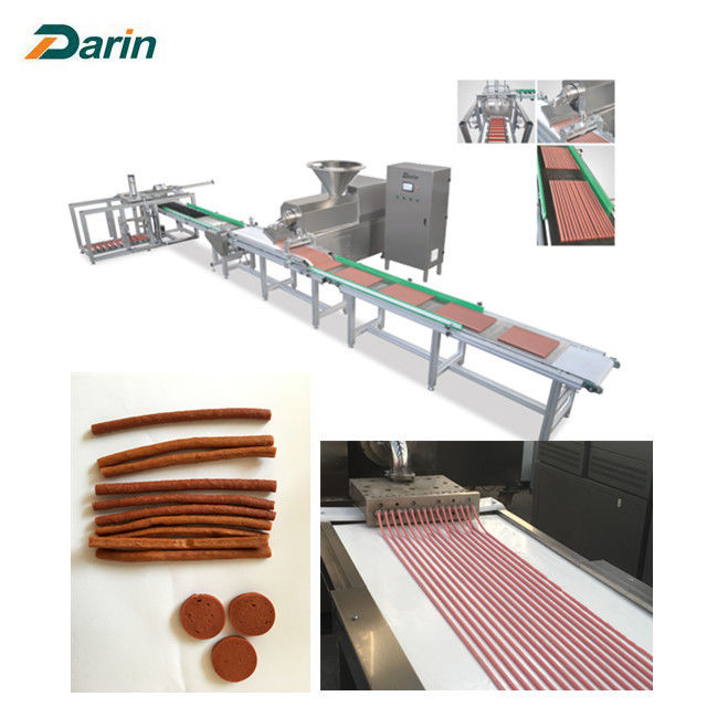 Haustier-Lebensmittelproduktions-Fließband Hunde-zahnmedizinische Fleisch-Streifen-Maschine mit Selbst-Tray System